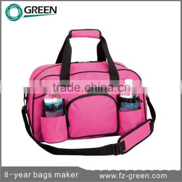 Women's pink waterproof dry bag use in beach backpack