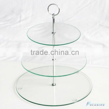 3 tier clear round tempered glass cake stand
