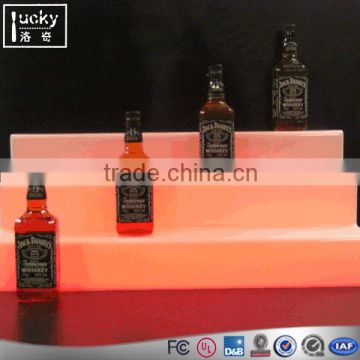 3 steps led light bar liquor display shelf custom all size wine bottle display stand