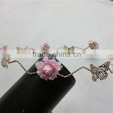 Baroque vintage old golden Metal butterfly hair combs women leather flower pearl hair bands Fashion hair FHHGC5001