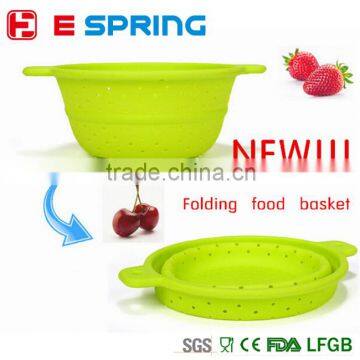 Creative multifunction food container folding silicone storage basket