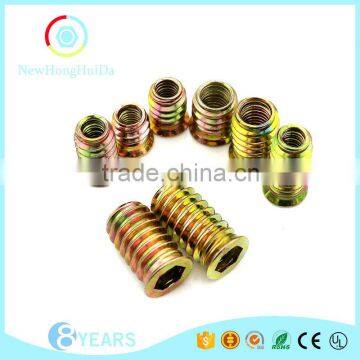 Odm good quality zinc alloy colorful furniture wood insert nut