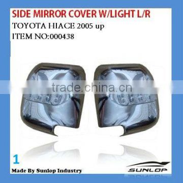 #000438 chrome side mirror cover with light for hiace 2005 hiace 2009