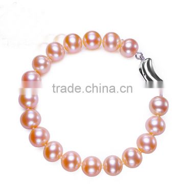 925 sterling silver 7-8mm white full round latest design genuine real natural cultured freshwater pearl bracelet