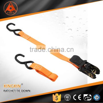 plastic S hook plastic coated handle lashing belt/ lashing strap/ ratchet strap for lifting with GS, CE, ISO Certificate
