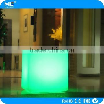 High-end good looking make plastic LED clear light up cube / rechargeable LED cube seat