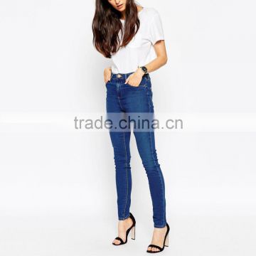 dark blue skinny plain custom your own brand high waist jeans women