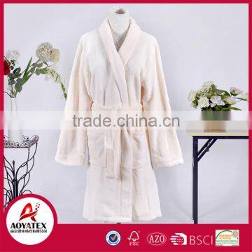 Knee length coral fleece women bathrobe plush sleepwear