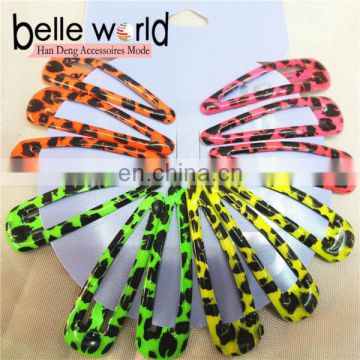 12 Girls Bright Color Metal Snap Hair Clips Animal Print