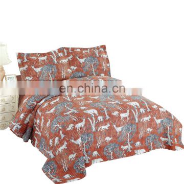 Wholesale 3pcs Coverlets Summer Quilt 100% Polyester Moose Quilt Sets Ultrasonic Forest Fox Animal Bedspreads