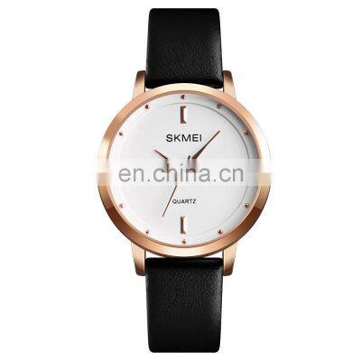 New design fashion girls watches 2019 elegance wrist watch women Skmei 1457 genuine leather quartz watch wholesale