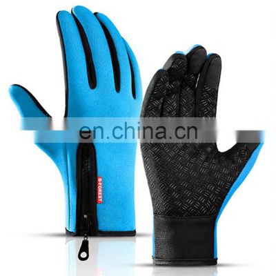 Wholesale Waterproof blue neoprene fabric with touchscreen fingers outdoor sport diving protective glove