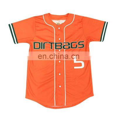 100% Polyester Sublimated Printed Custom Men Sports Button Down Baseball Jersey