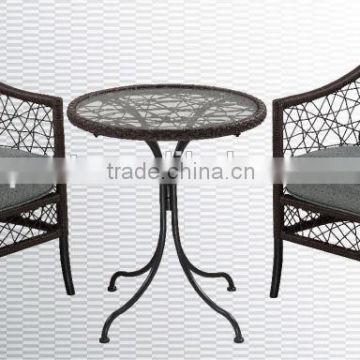 cheap PE rattan chair and glass top table