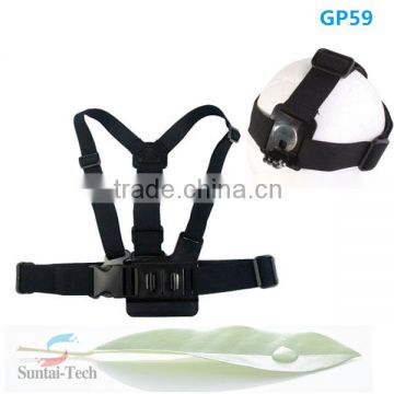 High quality Gopros chest band with gopros head band for Go Pro accessories 4 3+/3/2/1 GP59