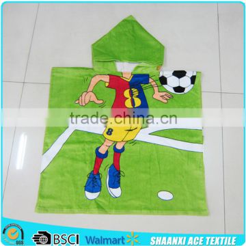 100 cotton fiber reactive printing soft and durable football boy kids hooded towel