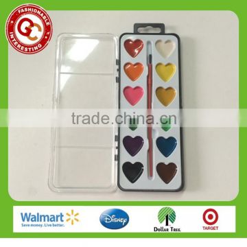 good quality heart shaped water color set with painting brush for kids
