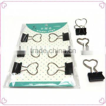 Sweet heart shape metal clip 19mm heart shape binder clip with pacakge