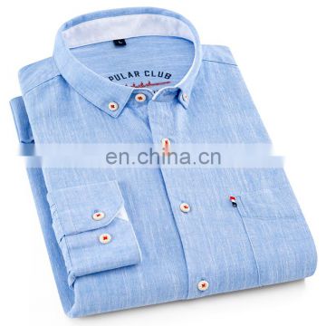 OEM Wholesale Mens long sleeve plus size heather colors linen casual shirts