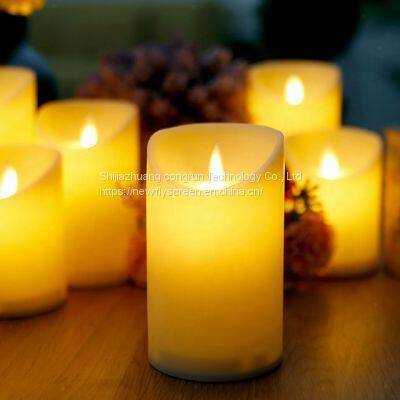 Flameless white dancing moving flame wick led candle with 10- key remote control