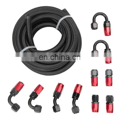 Automotive 16.4 ft 5 Meter AN6 -6AN Braided Oil/Fuel/Gas Hose + Hose End Fitting Adaptor Red And Black