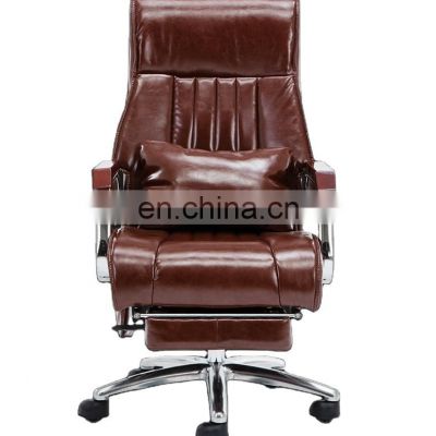 luxury comfortable brown pu leather ergonomic swivel executive manager office chair massage office chair with headrest