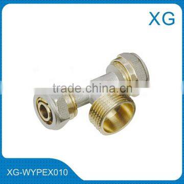 PEX/AL/PEX pipe fittings male threaded tee/Brass tee for plastic water tube