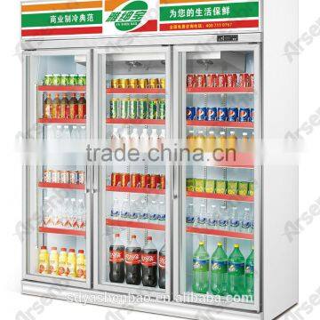 double layer tempered glass drink display refrigerator