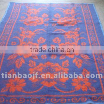 Cheapest mix material jacquard blue&orange recycled blanket