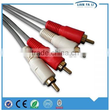 wholesale gold plated 2rca to 2rca av cable 3.5mm jack audio cable highly flexible av cable