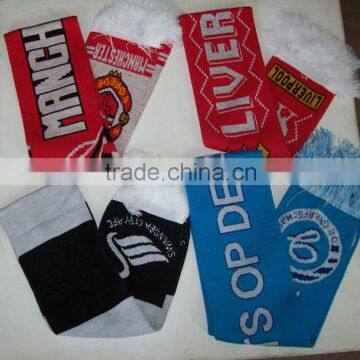 Factory supply promotional soccer club scarf, football knitted sport scarf