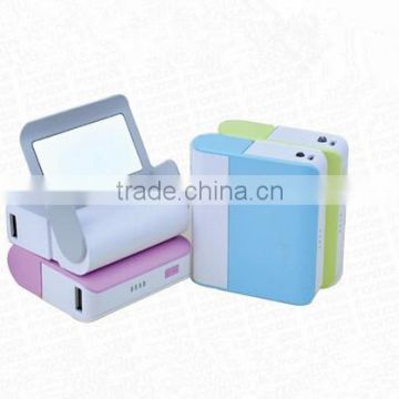 SZ factory supply fashionable LED power bank with mirror for Promotional Gift 4400mAh