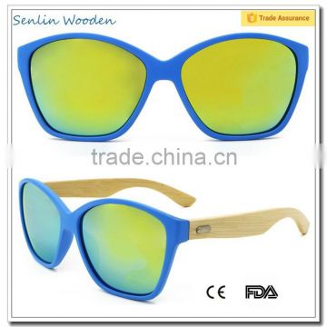 Sunglasses 2015 Plastic Frame Bamboo Temples Wooden Bamboo Sunglass