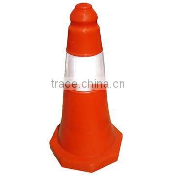 Rubber road cone with reflective strip