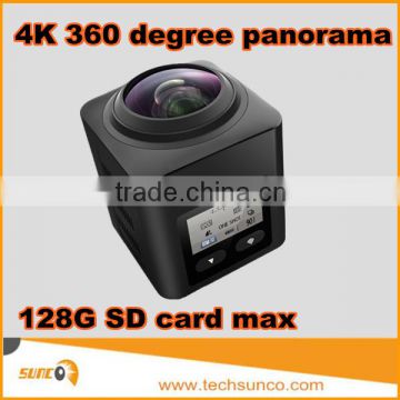 Newest 360 action camera sport 4K 30fps wifi waterproof mini cube 1080P 60fps with remote control 128g sd card 360 action camera