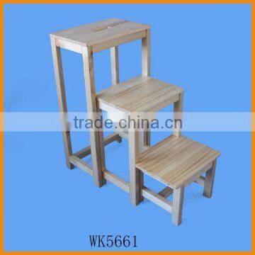 Folding rubber wood ladder