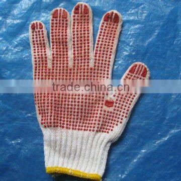 red 10 gauge /7gauge cotton pvc dotted working glove