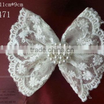 CF0386 2013 New arrival pretty white lace beautiful hair bows