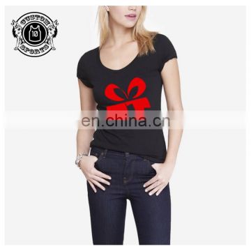 Best quality black short sleeve printing women t shirt from China