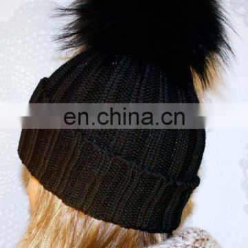 ladies knitted beanies with pom