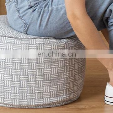 Nordic design cotton woven poufs ottoman floor cushions removable round pouf chair