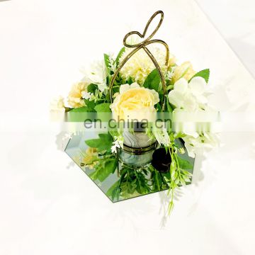 Glass mirror tray for Wedding Table Centerpiece Decoration