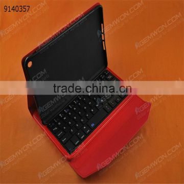bluetooth keyboard for iPad Mini,red Plastic keyboard+ high quality PU Removable plastic keyboard with synthetic leather