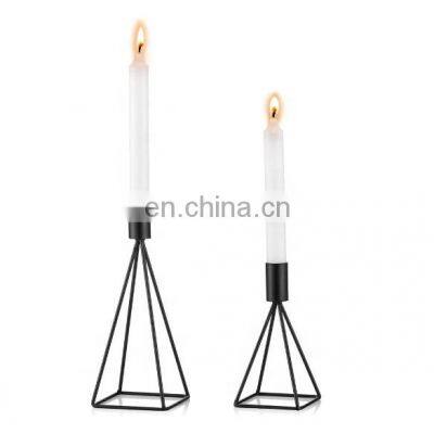 Set of 2 Geometric Wire Modern Wedding Decoration Table Centerpiece Metal Taper Candle Holders