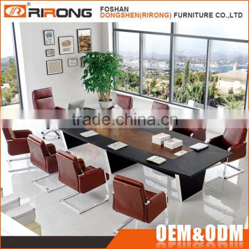Modern meeting table stainless steel frame 2.4m black leather luxury conference room table