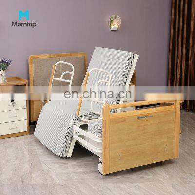 Top Sales Wooden Headboard Medical Care Electric Adjustable Eight Function Rotating Bed for Nursing Homes and Long-term Care