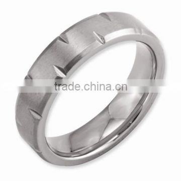 Stainless Steel Fancy Design Antiqued Ridged Edge Band