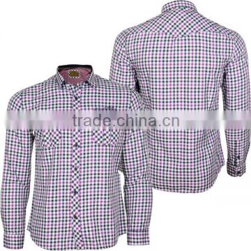 men's long sleeve yarn dye shirt checked top wear poplin blouse