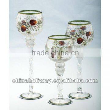 SET OF 3 HANDPAINTED CANDLEHOLDER, CHRISTMAS CANDLEHOLDER