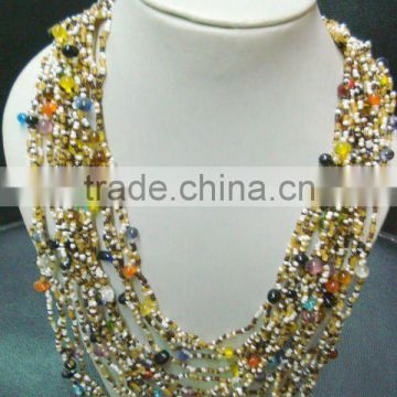 Seed bead jewelry necklace